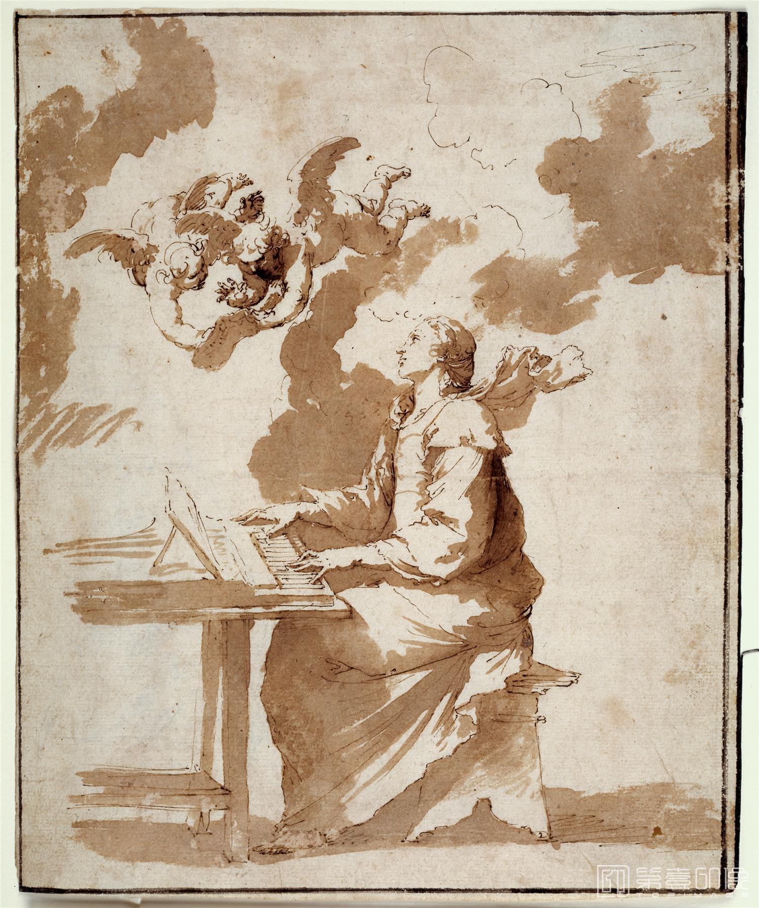 素描-西班牙普拉多美术馆素描藏画-Ribera, Jose de-Santa Cecilia-1545